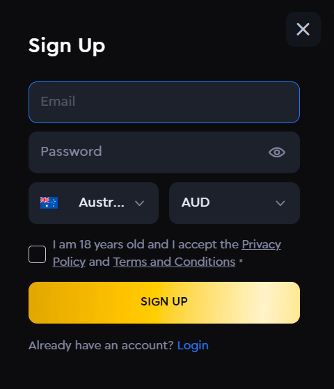 Skycrown registration interface